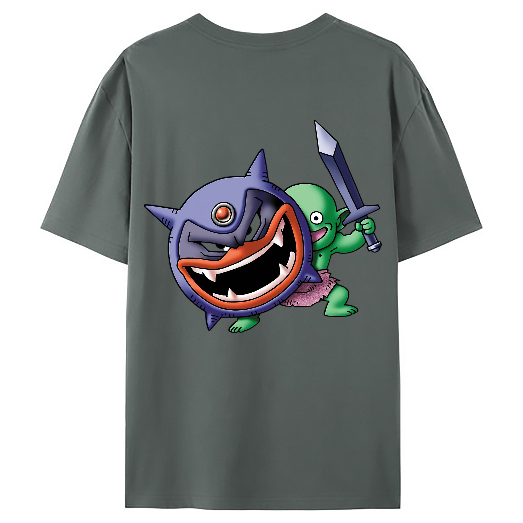 （画像用） ドラゴンクエスト Doragon Kuesuto Dragon Quest 綿100％ メンズ半袖Tシャツ（バックプリント） 通気性